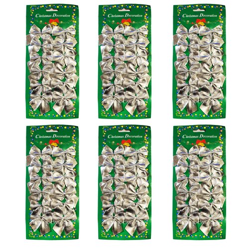 72 Mini Schleifen silber Weihnachten Weihnachtsschleifen Schleife Christbaum 5cm - zum Schließen ins Bild klicken